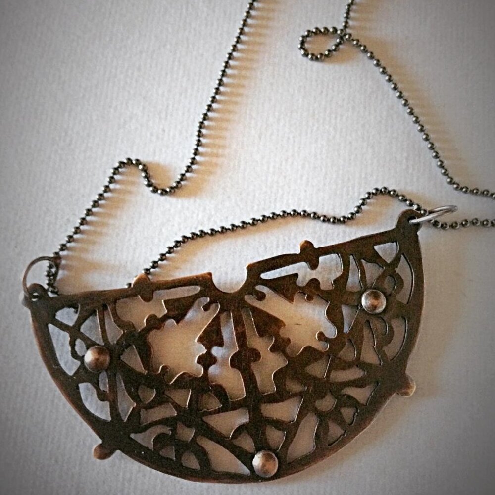 Metal Necklace designed by artist Catie McCool from Portsmouth, NH